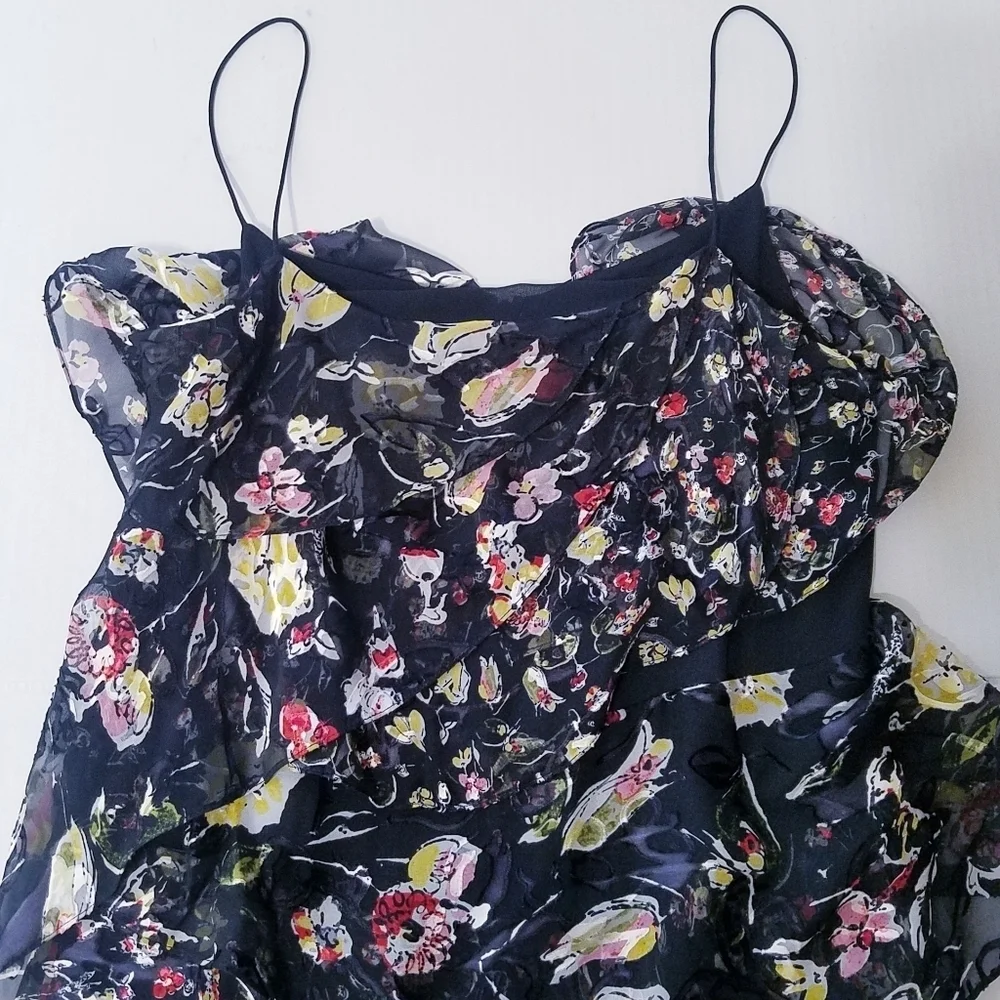 NEW Jason Wu Grey | Painted Floral Silk Chiffon dress 2‎